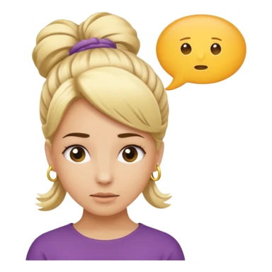 A blonde woman with her hair tied up, with a speech bubble that says "Ma, Cómo?" sticker