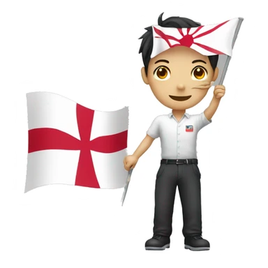 Japan flag with engish man waving sticker