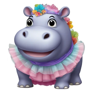 Hippo wearing tutu sticker