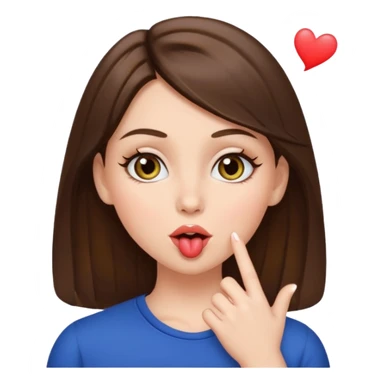 white girl with brunette hair and hazel eyes blowing a kiss sticker