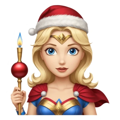 Blonde blue eyes Wonder Woman holding bell and baton sticker