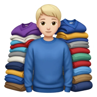 person with a pile of clothes sticker