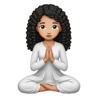 girl praying on knees curls black hair brown skin sticker