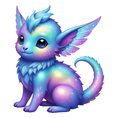 Pastel cute nebula fuzzy realistic glittery Randomly-faerie-drake-colored sparkly exotic Fakémon-creature sticker