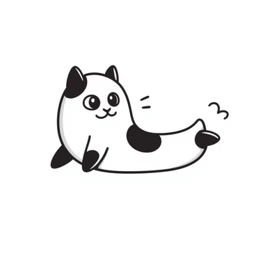 beluga cat, hand drawn doodle style sticker