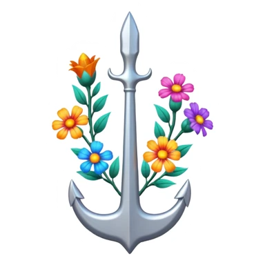 un trident normal juste il y a des fleurs entoure sticker