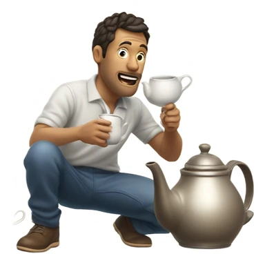 Man Spilling the tea on the floor  sticker