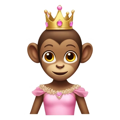 a monkey wearing a pink tutu and a princess crown sticker
