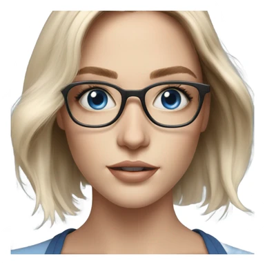 Shoulder length Balayage pale model lady with glasses and blue eyes  sticker