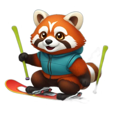 Red panda skiing sticker