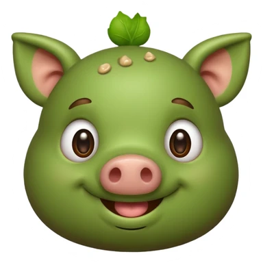 Green pig with big poop sticker
