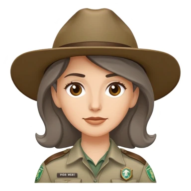 white woman park ranger with brown and gray hair sticker