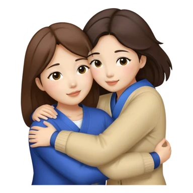 Hug between 3 brunette korean women  sticker