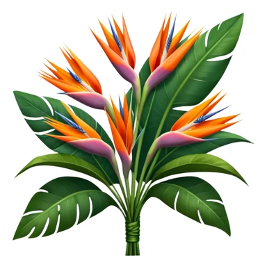 big bouquet Strelitzia Reginae, luxuriant, stem, leaf sticker