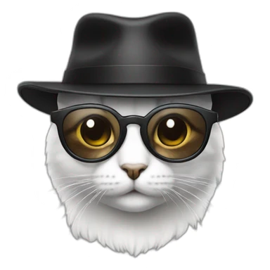 Un Chat avec costume lunettes et chapeau noir sticker