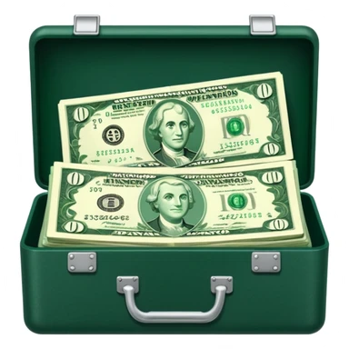 
banknotes in an open dark green case sticker
