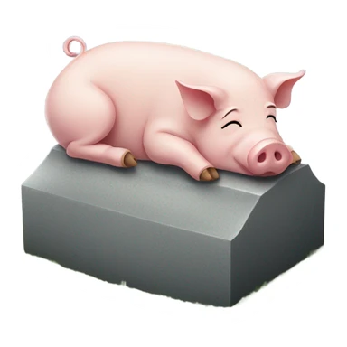Pig sleeping next to a gravestone sticker