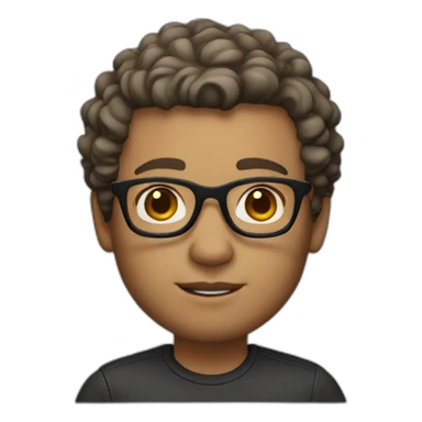 Memoji, male, light skin, short curly hair, glasses sticker