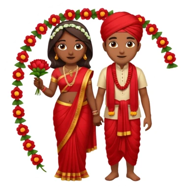 indian woman in saree and indian man in dhoti holding garlandrs sticker