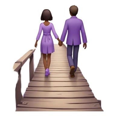 A small figure walks back broken bridge, holding soft 2 violet orbs in hand—symbolizing compassion and forgiveness. A gentle heart aura trails behind them, showing healing in motion. sticker