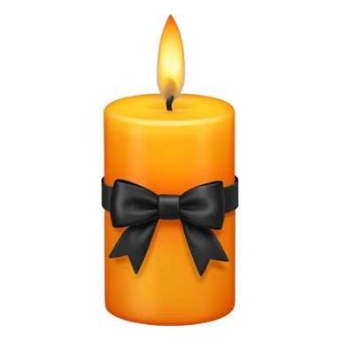 orange yellow candle, with black bow sticker