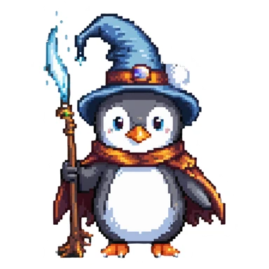 penguin wizard casting a spell sticker