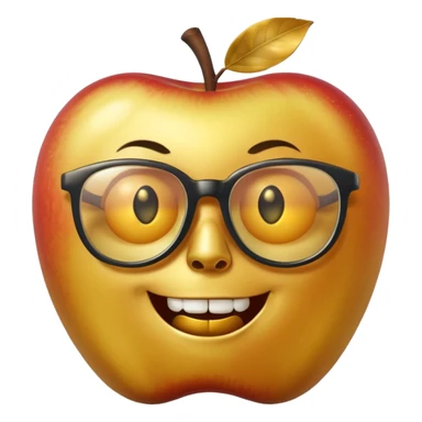 scary golden apple with glasses sticker