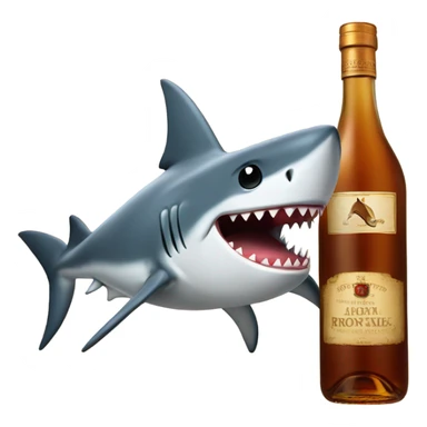 Shark with a bottle of cognac sticker