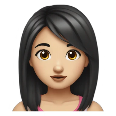 chubby cheecks mid black hair cute nose big eyes  cute girl sticker