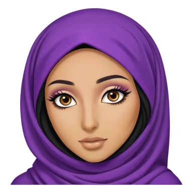purple hijabi baddie,pretty, brown eyes, makeup, black eyeliner, long hair sticker