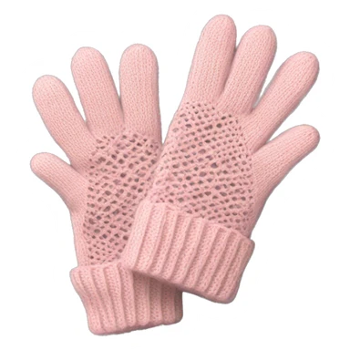 light pink knitted gloves with lace  sticker
