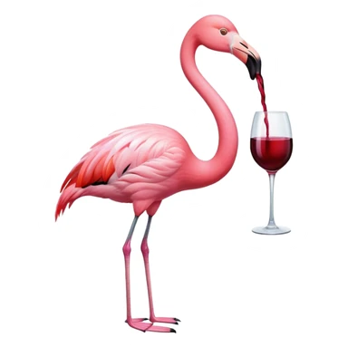 The pink flamingo drinks wine. sticker