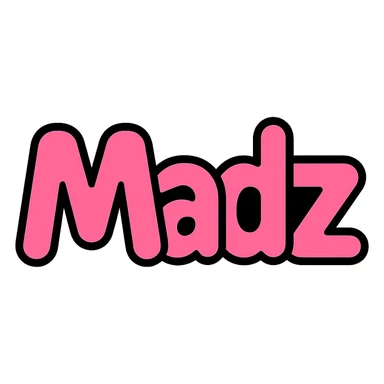 pink logo with the word 'Madz' in a modern, bold style, suitable for branding sticker
