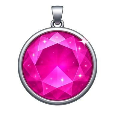 Add a pink hue and extra sparkle to the purple sugilite holographic gem charm with silver metal frame, keep emoji style, no gemstone accents sticker