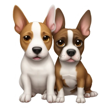 White Bull terrier and brown-and-tan frenchie hugging sticker