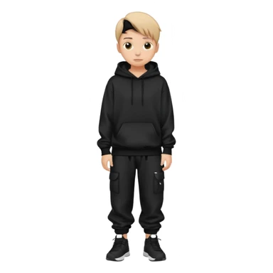 Teen wearing black baggy pants and black hoodie sticker