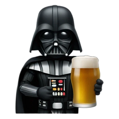 Dark vader holding a beer sticker