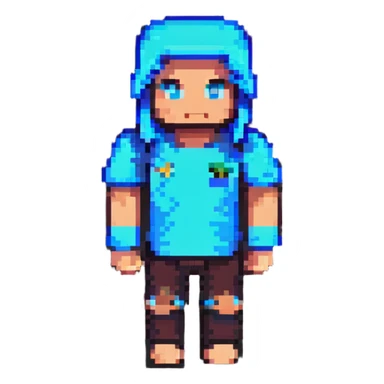 Recreate this Minecraft OMZ character in pixel art style with a simple background. sticker