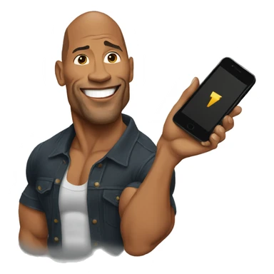 dwayne johnson with a mobile phone sticker
