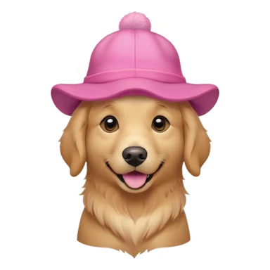 A golden retriever with a pink hat on his head  sticker