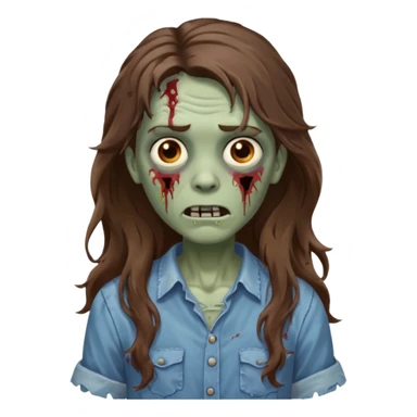 zombie com cabelo ondulado longo marrom e sem franja amigável  sticker
