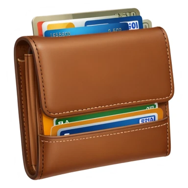 portefeuille marron avec quelques billets et carte bancaire sticker