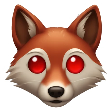 dark red fox face with tiny red heart instead of eyes sticker