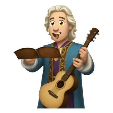 caucasian bards singing with magic sticker