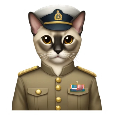 Siamese cat in military uniform sticker
