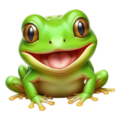 Cinematic Cute Yawning Green Tree Frog Portrait Emoji, Head tilted slightly with a dramatic, wide-open yawn, showcasing a compact, vivid green body with gently drooping eyelids and half-closed, drowsy eyes, Simplified yet irresistibly adorable features, highly detailed, glowing with a soft, cozy jungle glow, high shine, relaxed yet expressive, stylized with a dash of whimsical amphibian charm, soft glowing outline, capturing the essence of a drowsy yet affectionate green tree frog that appears ready to stretch out for a nap! sticker