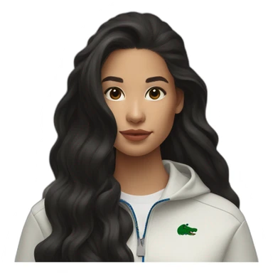 Lacoste bag latin girl with long hair with black lacoste windbreaker sticker