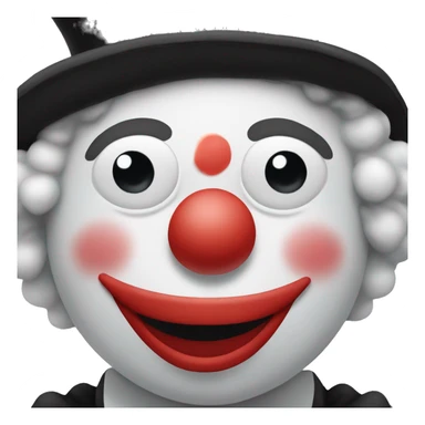 Clown - Black and White with a tiny black hat and a Black Point in his nose  sticker