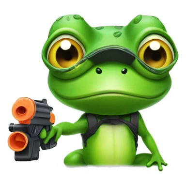 frog with watergun looking towards camera sticker