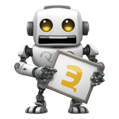 ROBO HOLDING A SIGN WRITTEN NUMBER TWO sticker